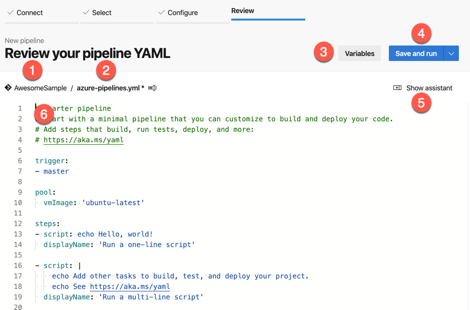 Build and Sign - Create Pipeline Wizard - Annotated Editor