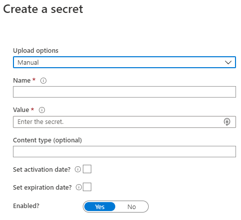 Azure Key Vault - Create a Secret