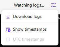 Aspire Dashboard - Console Log Settings