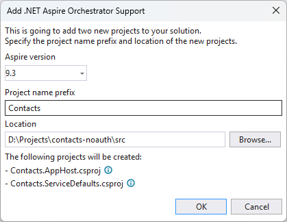 Visual Studio - Add .NET Aspire Orchestration Support