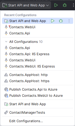JetBrains Rider - Run Configurations - Aspire