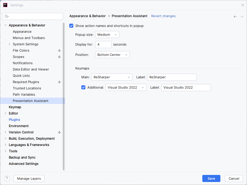 Presentation Assistant Settings