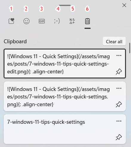 Windows 11 - Clipboard History