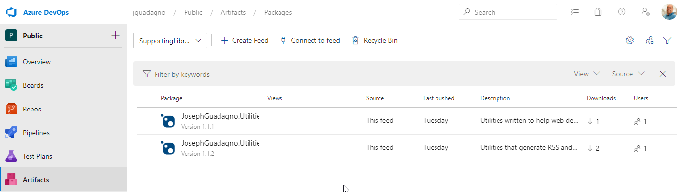 Azure Artifacts - Feed View