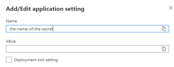 Azure Key Vault - Add/Edit application settings