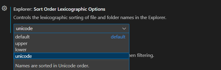 Visual Studio Code - Explorer Sort Order - Options